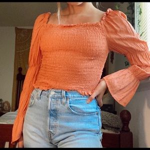 Orange long sleeve blouse